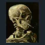 Crâne avec cigarette par Van Gogh Affiche<br><div class="desc">Peintures expressionnistes de Van Gogh : Crâne avec toile de cigarette brûlante</div>