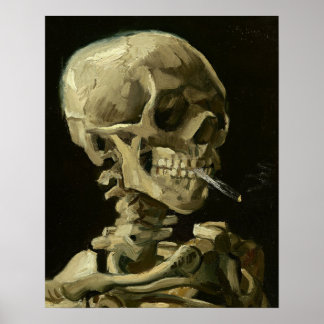 Crâne avec cigarette par Van Gogh Affiche