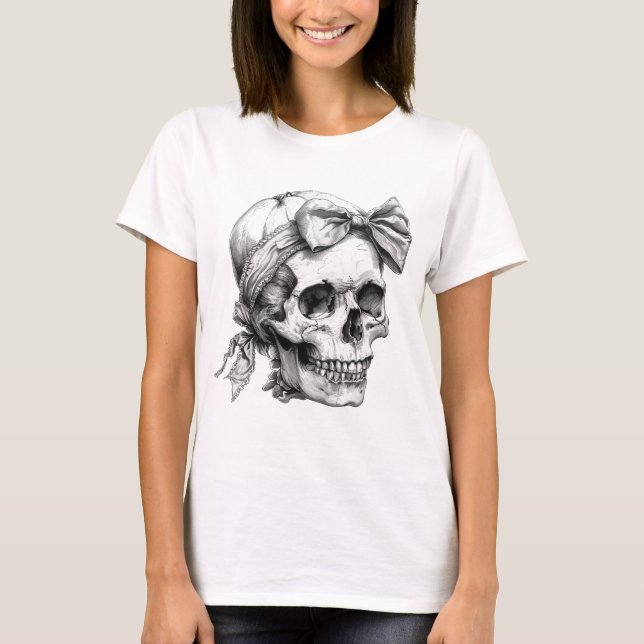Crâne avec fond Halloween T-shirt Creep It Real BW (Devant)