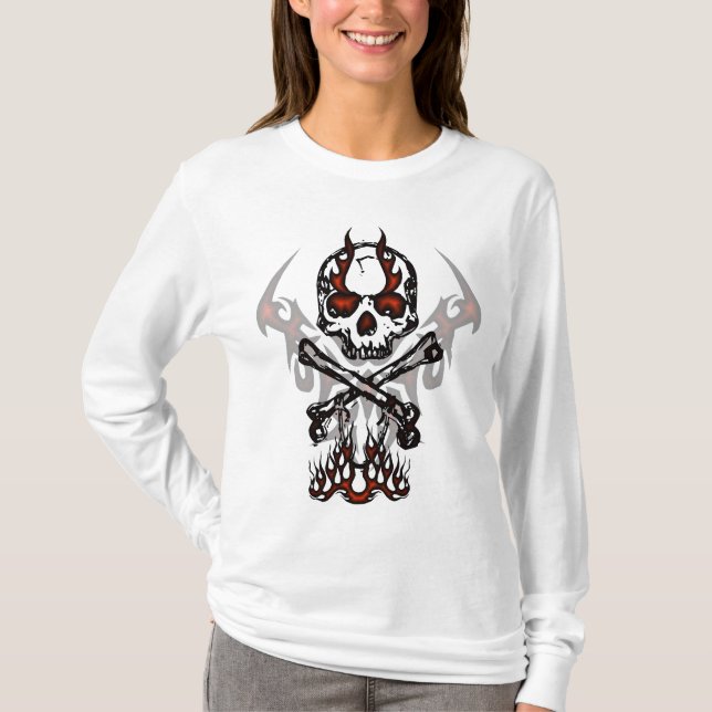 Crâne avec le sweat - shirt à capuche de flammes (Devant)