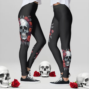 Crâne avec Leggings d'Halloween gothique Rose