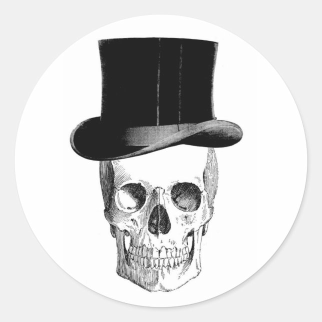 Crâne avec Sticker Tophat (Devant)