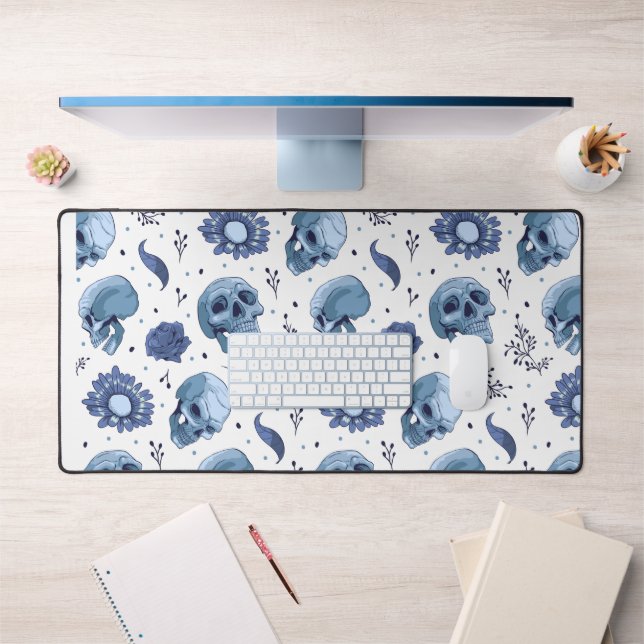 Crâne bleu et fourrure florale (Bureau 1)
