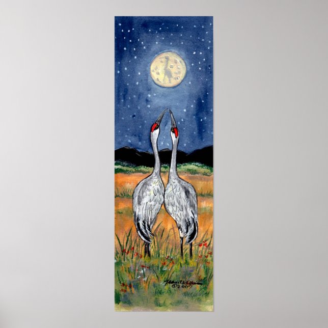 Crane Couple à regarder la lune Poster Marine Star (Devant)
