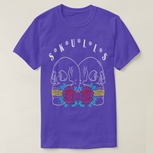 Crâne Crâne Squelette Os Fleurs T-shirt (Design devant)
