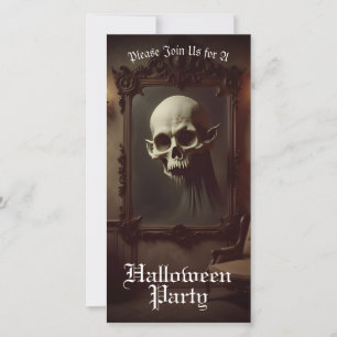 Crâne dans une peinture hantée Invitation Hallowee