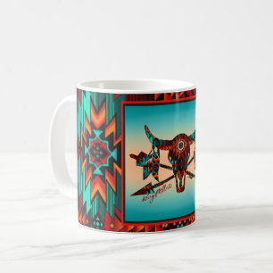 Crâne de buffle et flèches café Mug