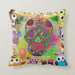 Crâne de Calavera de Mexicain sur le coussin