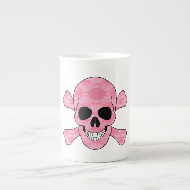Crâne De Camouflage Rose Et Mug De Crossbones (Devant)