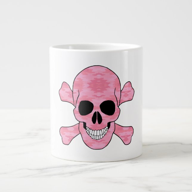 Crâne De Camouflage Rose Et Mug De Crossbones (Devant)