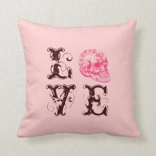 Crâne de dentelle Girly de sucre - coussin d'amou