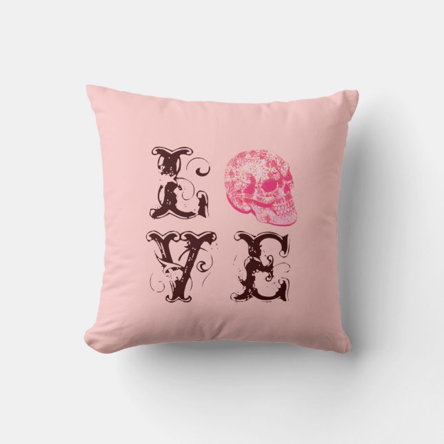 Crâne de dentelle Girly de sucre - coussin d'amour (Recto)