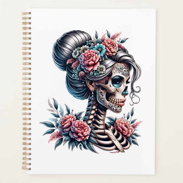 Crâne de Femme Dia De Los Muertos Squelette (Devant)
