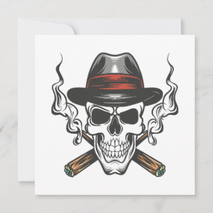 Crâne de gangster avec chapeau fedora