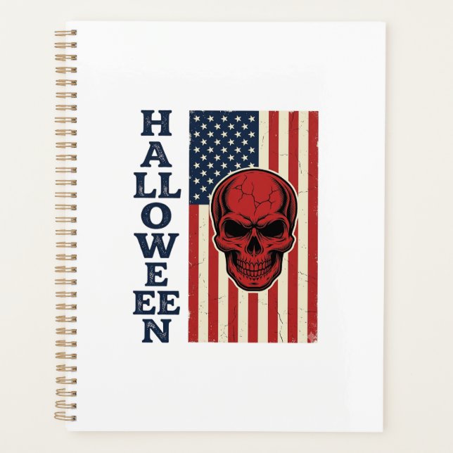 Crâne de Halloween Patriotique Vintage Drapeau Épo (Devant)