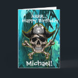 Crâne de Pirate Capitaine Os Croisés Carte de Navi<br><div class="desc">Ohé Matelot ! C'est l'heure d'une Aventure d'Anniversaire Pirate !</div>
