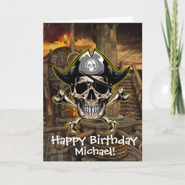 Crâne de Pirate Capitaine Os Croisés Carte de Navi (Devant)