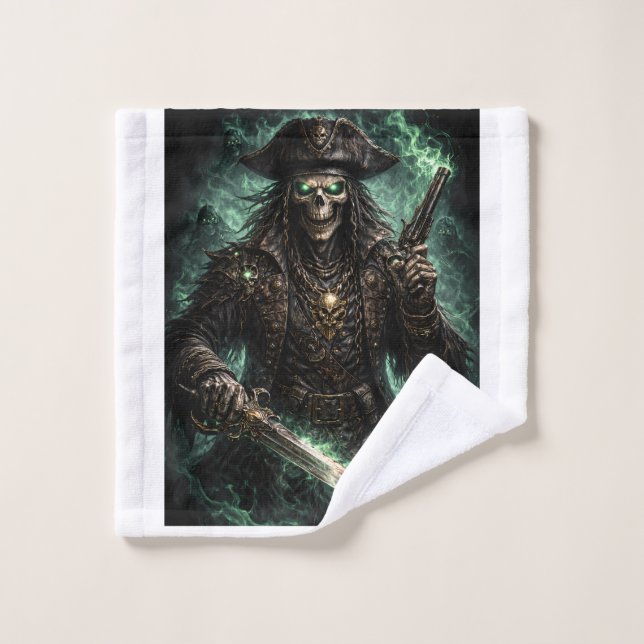 Crâne de Pirate Fantôme – Fleece de Faucheuse de D (Gant de toilette)