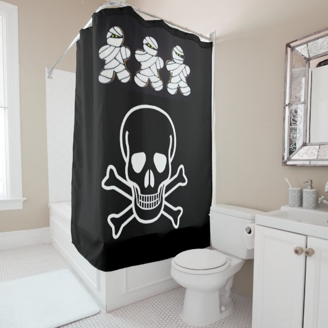 Crâne de rideau de douche d'Halloween (En situation)