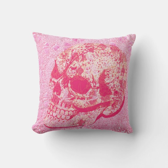 crâne de sucre de dentelle - coussin rose de (Recto)