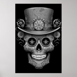 Crâne de sucre Image Noir + Blanc sur une affiche