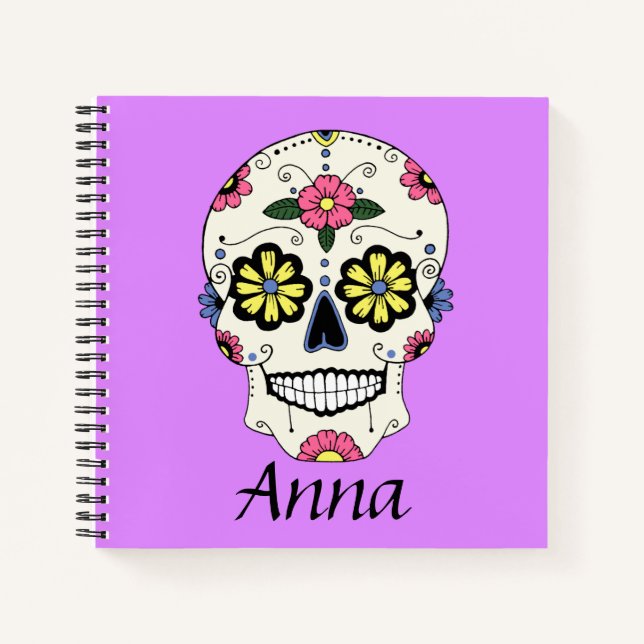 Crâne de sucre pourpre Mini Carnet personnalisé (Devant)