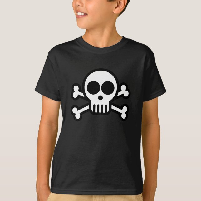 Crâne des enfants et os croisés Pirate T-shirt noi (Devant)