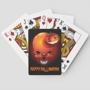 Crâne d'Halloween et cartes de jeu Citrouille