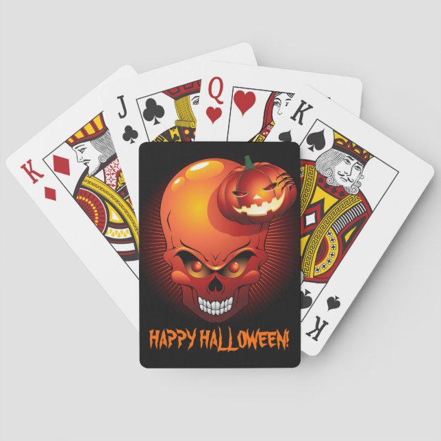 Crâne d'Halloween et cartes de jeu Citrouille (dos)