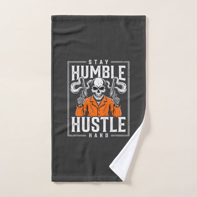 Crâne d'Halloween Reste Humble Travaille Dur (Serviette à main)