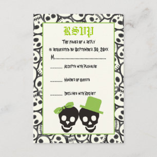 Crâne élégant Halloween mariage vert carte RSVP