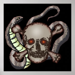 Crâne et affiche de serpents