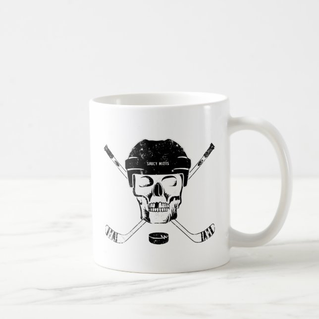 Crâne et bâtons de hockey Mug de café (Droite)