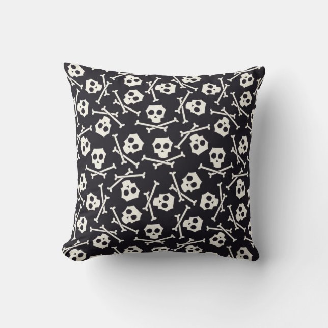 Crâne et coussin de Halloween d'os croisés (Recto)