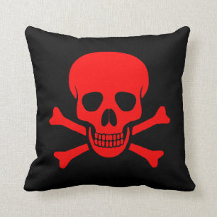Crâne et coussin rouges d'os croisés
