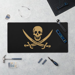 Crâne et épées d'or Drapeau pirate de Calico Jack