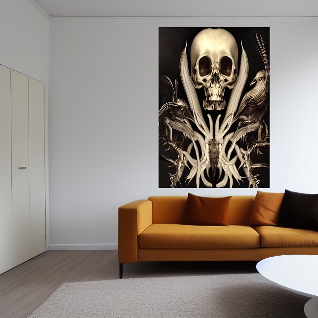 Crâne et oiseau | AI Art Poster (Créateur téléchargé)