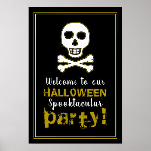 Crâne et os, Affiche de bienvenue d'Halloween or