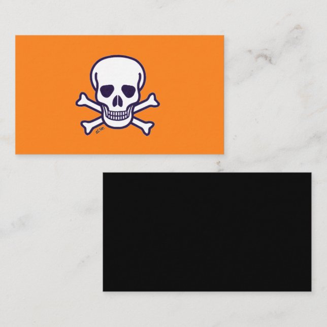 Crâne et os carte de visite standard orange noir (Devant / Derrière)