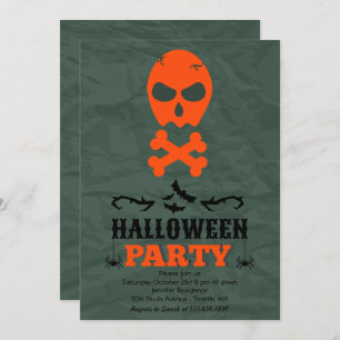 Crâne et os croisés Invitation de la fête d'Hallow