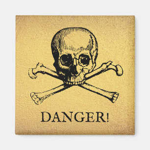 Crâne et os croisés   Magnet   Texte personnalisé