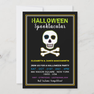 Crâne et os, fête d'Halloween de Neon