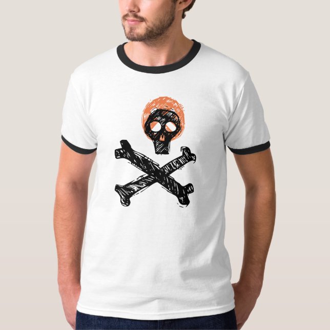 crâne et os Modèle de t-shirt pirate éffrayant (Devant)
