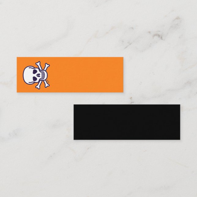 Crâne et os orange noir carte de visite mini vert (Devant / Derrière)