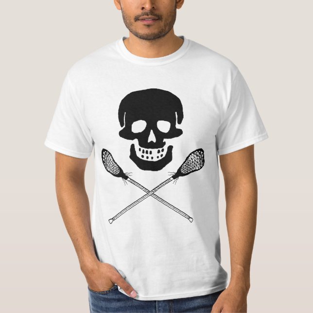 Crâne et T-shirt de bâtons de lacrosse (Devant)