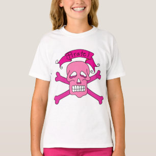 Crâne et T-shirts et cadeaux roses d'os croisés