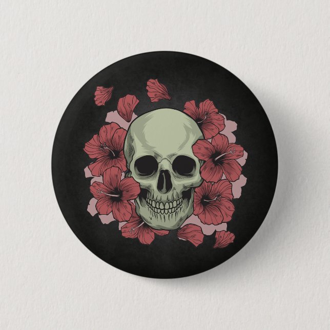 Crâne floral Dia de los Muertos | Badge (Devant)