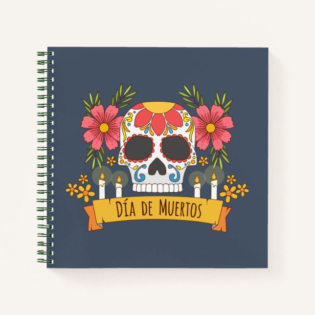 Crâne floral Dia de los Muertos | Carnet (Devant)