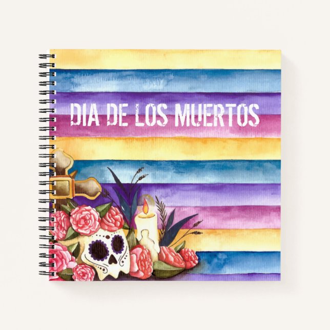 Crâne floral Dia de los Muertos | Carnet (Devant)