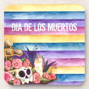 Crâne floral Dia de los Muertos   DESSOUS DE VERRE